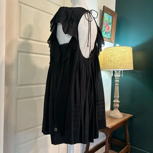 Free People Black Mini Ruffle Dress Size S - Picture 3 of 9